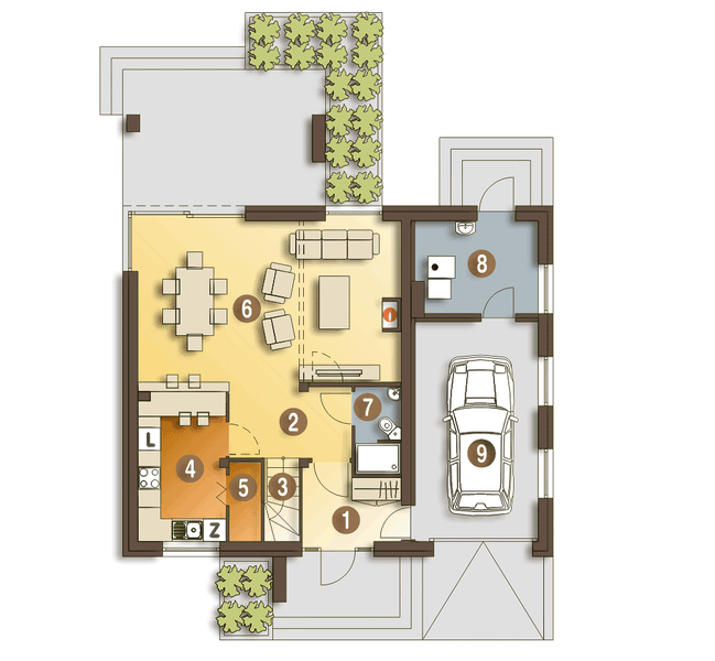 Parter projektu Emma trend z garażem 1-st. [A]