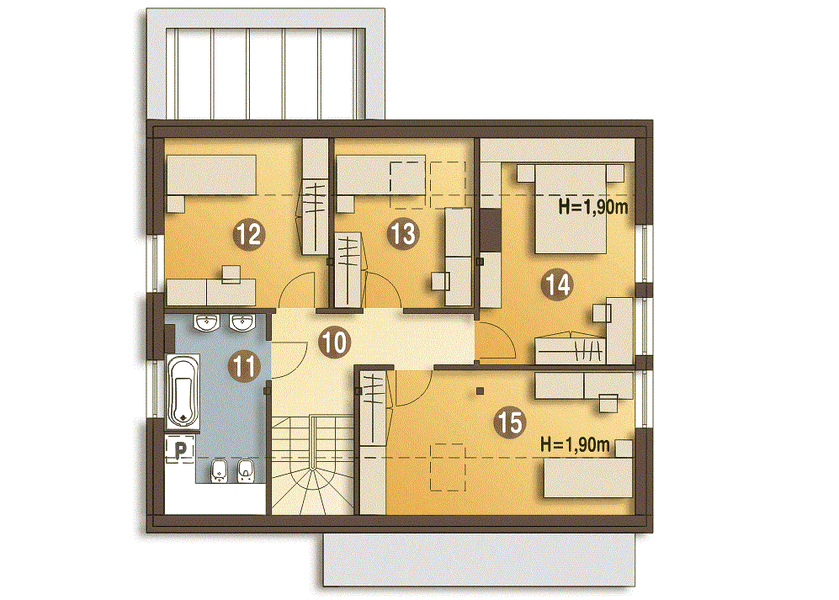 Poddasze projektu Emma trend z garażem 1-st. [A]
