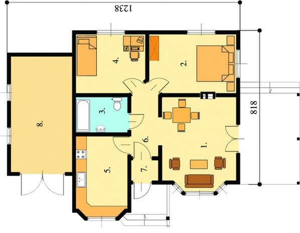 Parter projektu Mały z garażem drewniany