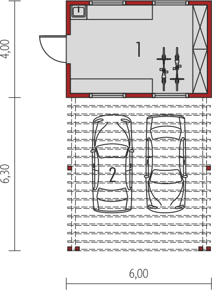 Parter projektu Budynek gospodarczy G41 (z wiatą)