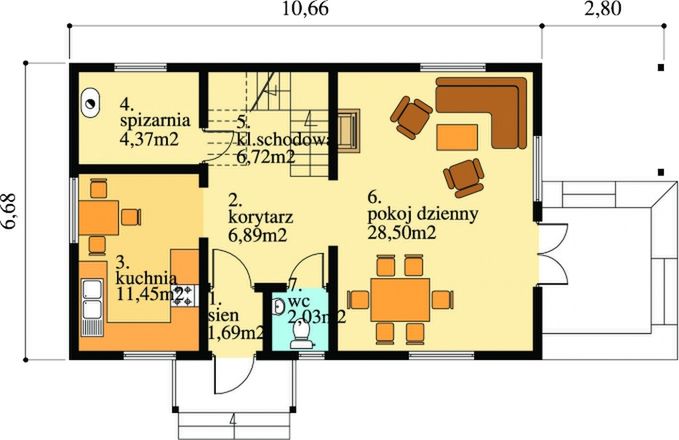 Parter projektu Na wąską działkę drewniany