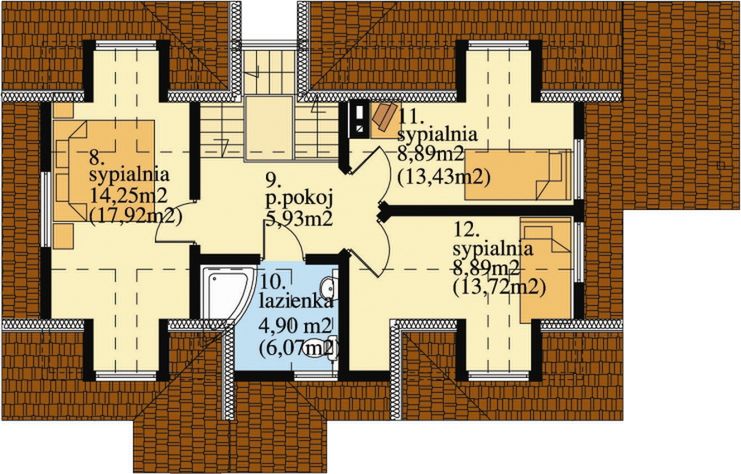 Poddasze projektu Na wąską działkę drewniany