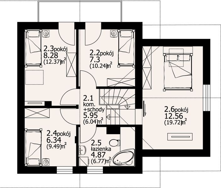 Poddasze projektu Gładyszów mały m