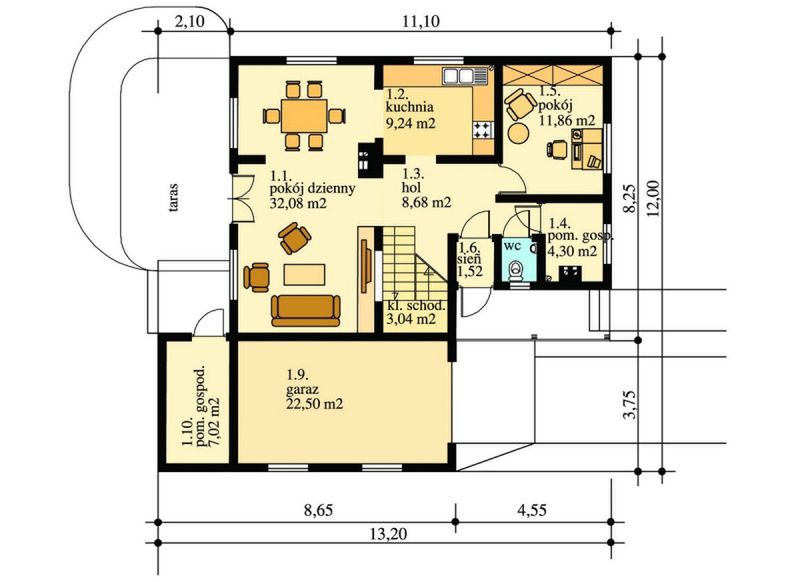 Parter projektu 169 DL drewniany