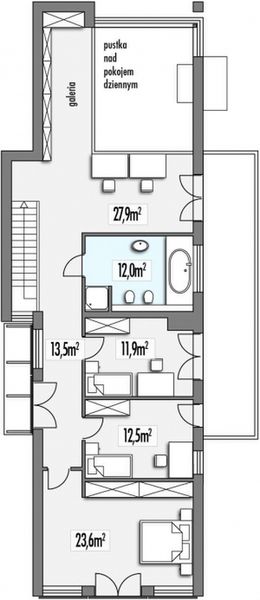 Piętro 1 projektu Dakota B 2-garaże