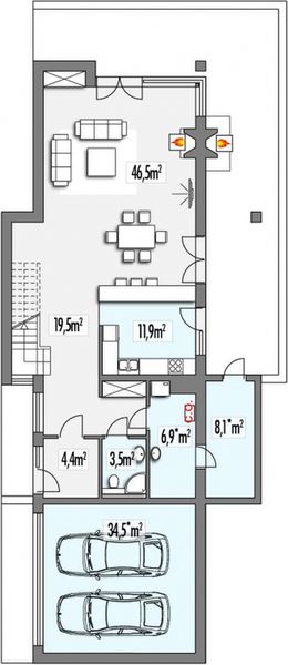 Parter projektu Dakota C 2-garaże