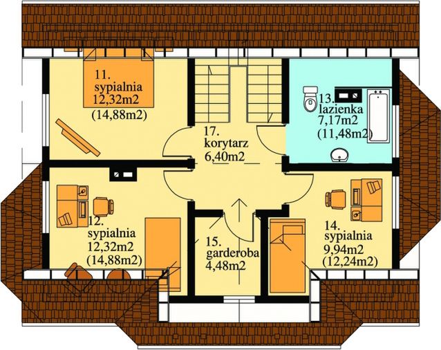 Poddasze projektu Zuzanna drewniany