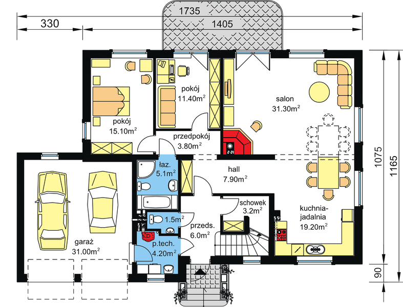 Parter projektu BS-08 dwurodzinny