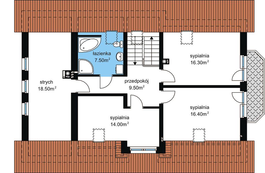 Poddasze projektu BS-09 dwurodzinny