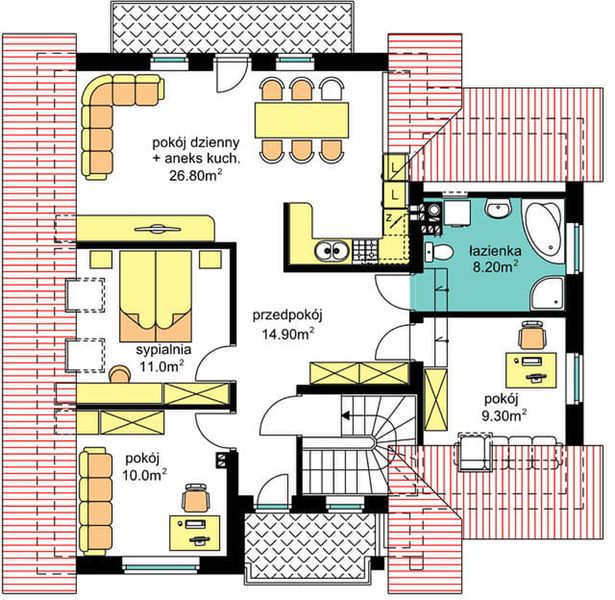 Poddasze projektu BS-10 dwulokalowy