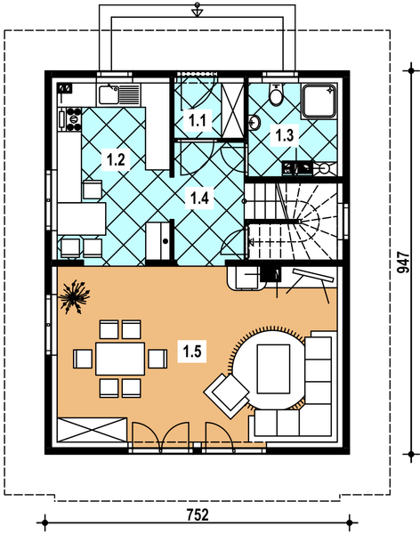 Parter projektu A-133 Dom szkieletowy