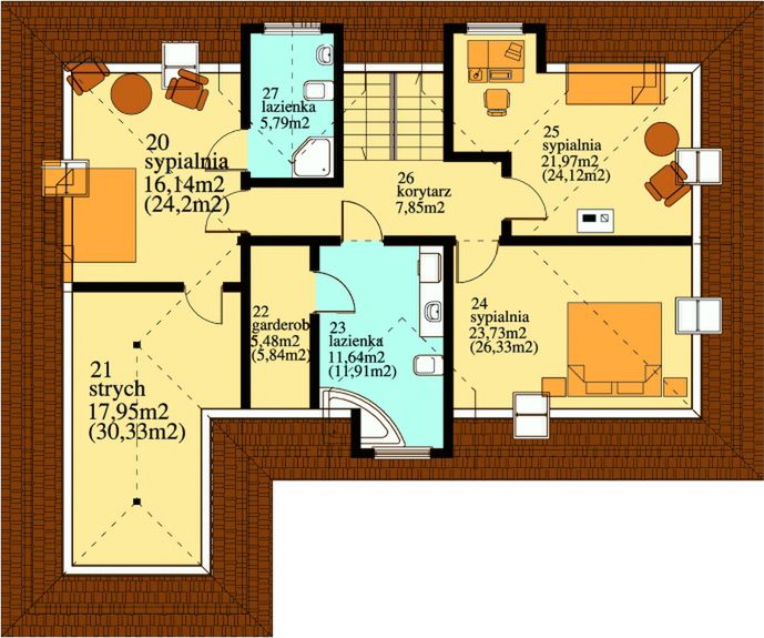 Poddasze projektu Aneta drewniany