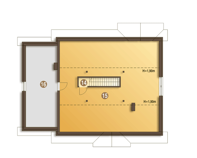 Poddasze projektu Rafi z garażem 1-st. [A]