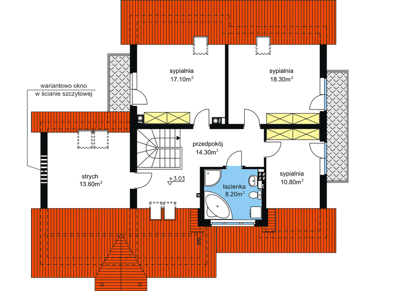 Poddasze projektu BS-11 dwulokalowy