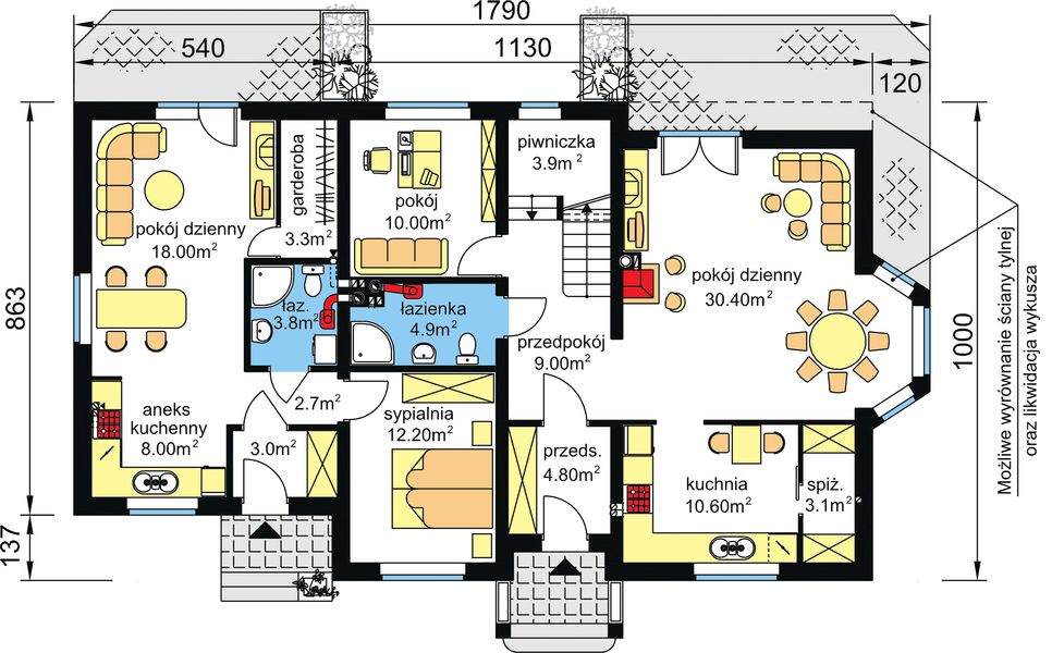 Parter projektu BS-12 dwulokalowy