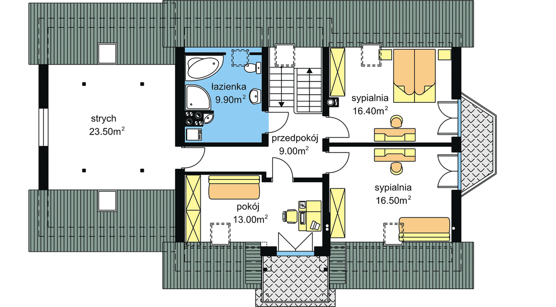 Poddasze projektu BS-12 dwulokalowy