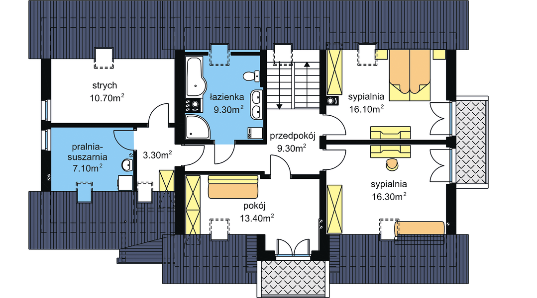 Poddasze projektu BS-15 dwulokalowy