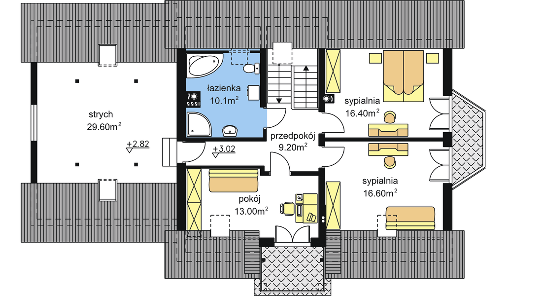 Poddasze projektu BW-12 garaż 2 stanowiskowy
