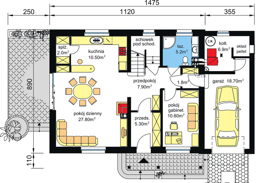 Parter projektu BW-17 z frontem południowym