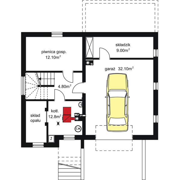 Piwnica projektu BW-18 podpiwniczony