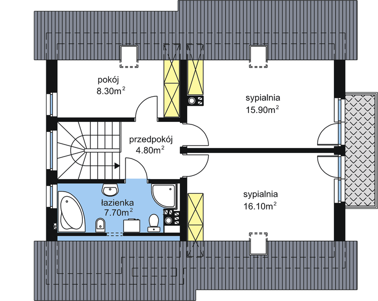 Poddasze projektu BW-18 podpiwniczony