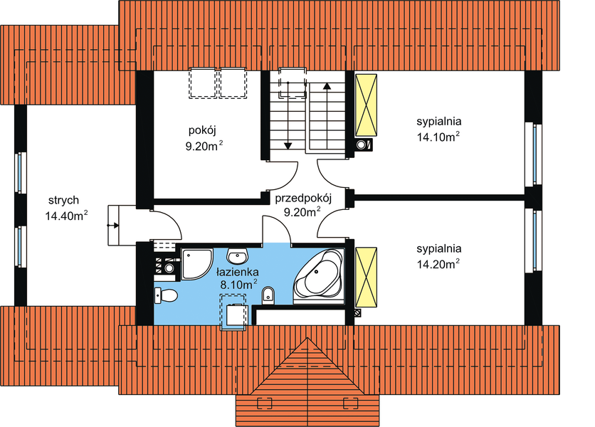 Poddasze projektu BW-20 wariant 1, energooszczędny