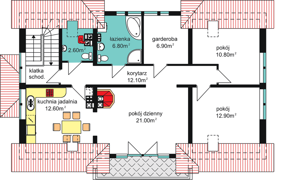 Poddasze projektu D2-2.12a dwurodzinny