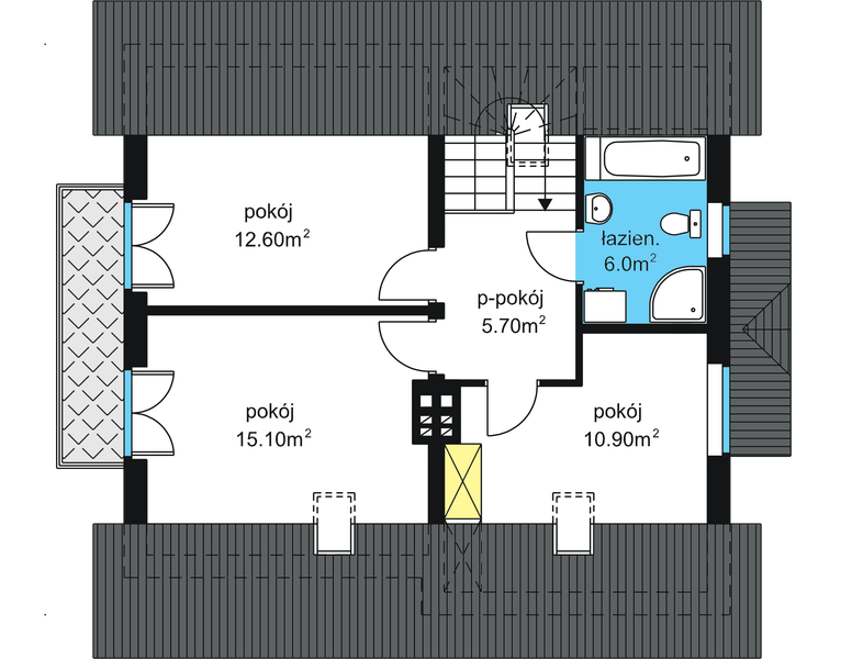 Poddasze projektu W-7.12a podpiwniczony
