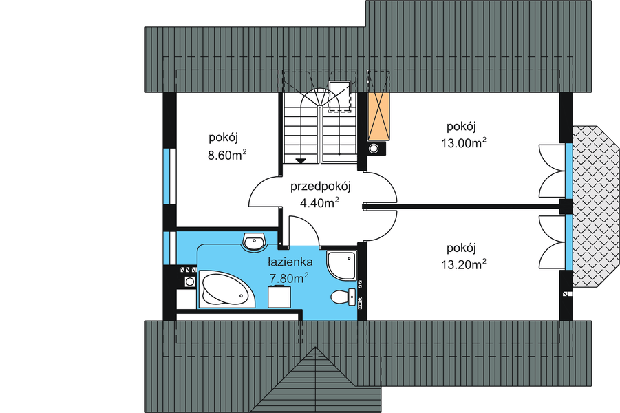 Poddasze projektu W-21.12b z garażem lub bez.