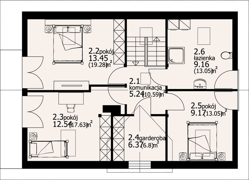 Poddasze projektu Osiek 301dw
