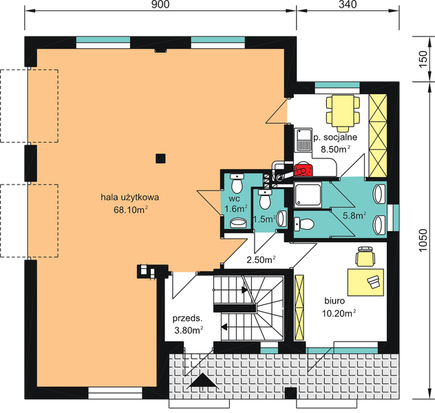 Parter projektu W-41.12 z lokalem użytkowym