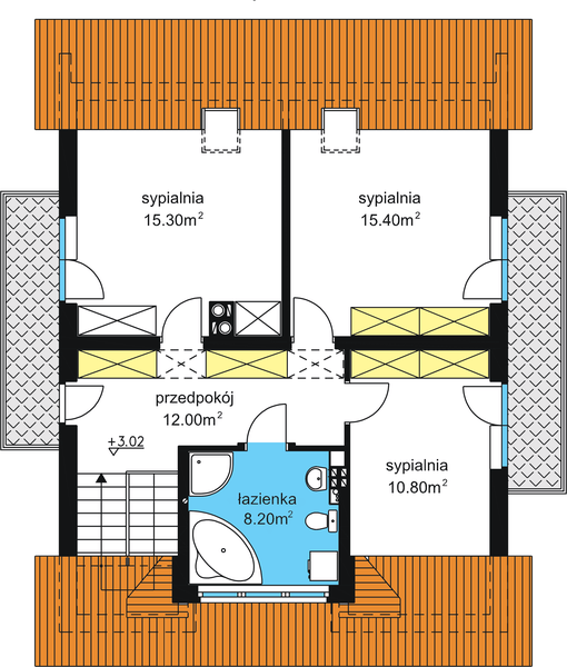 Poddasze projektu W-52.12a podpiwniczony