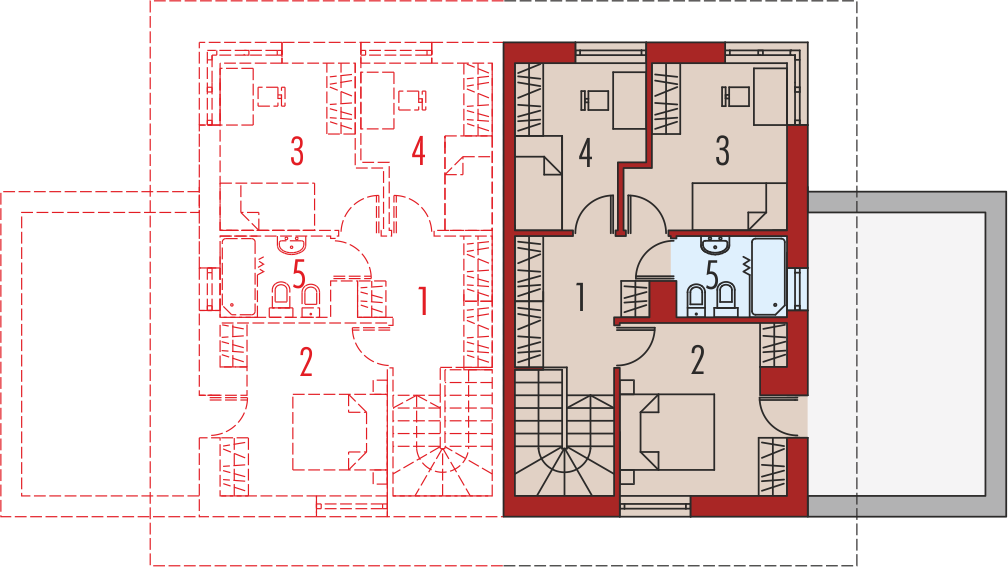 Piętro 1 projektu Fernando G1 (bliźniak) energo