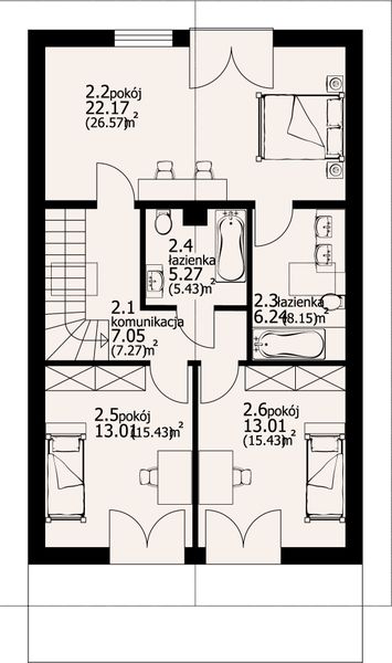 Poddasze projektu Wąsowo wąskie mk1