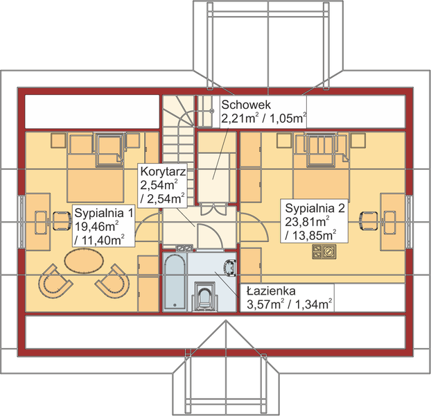 Poddasze projektu Domek Portowy (022SK+PD)