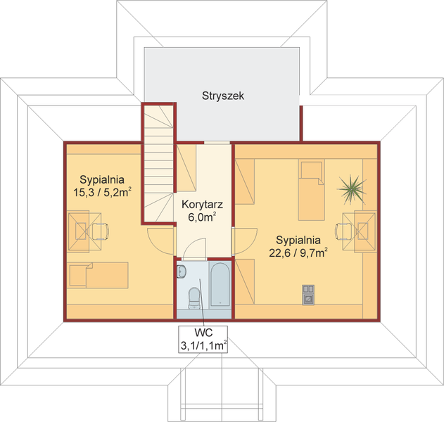 Poddasze projektu Domek Kaszubski (014 SOK)