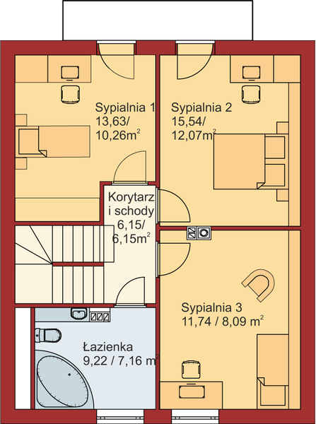 Poddasze projektu Domek Klonowy (030 BK)