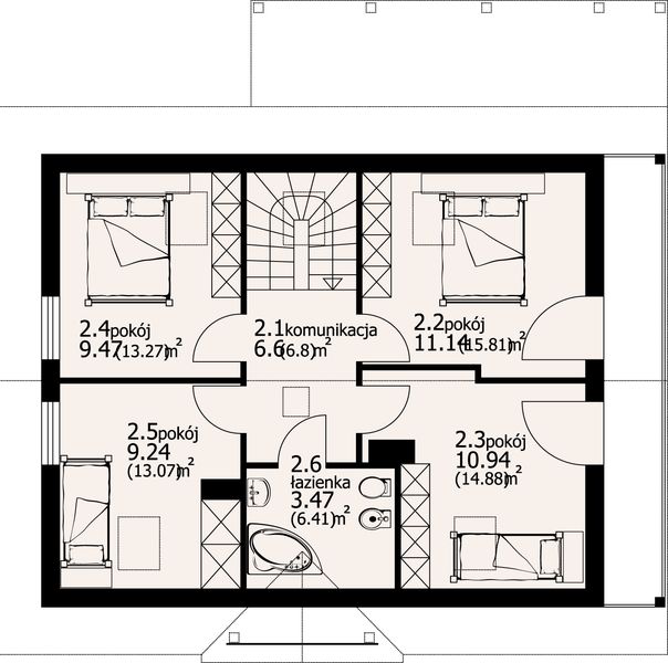 Poddasze projektu Brzeg średni 13 dw