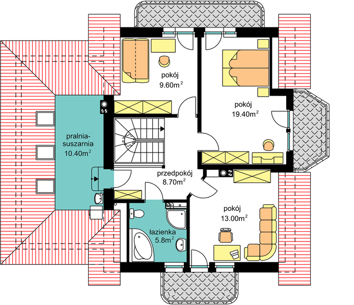 Poddasze projektu BW-23 wariant garaż 1st.