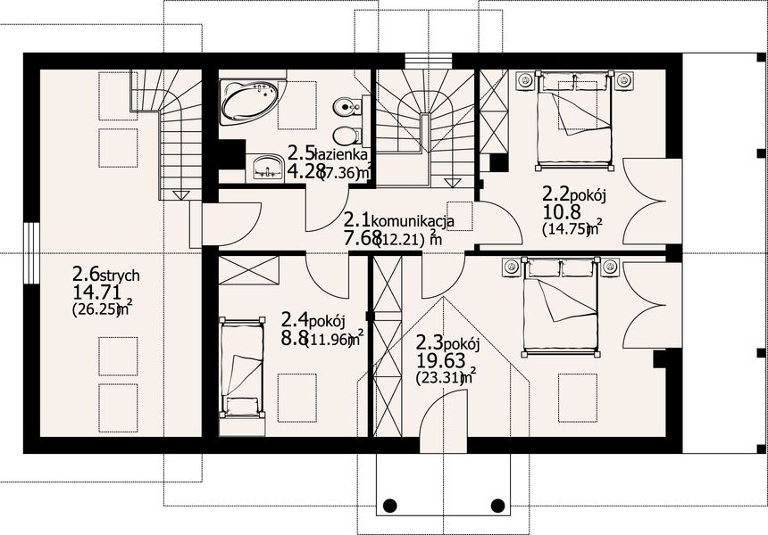 Poddasze projektu Milicz 54 dw