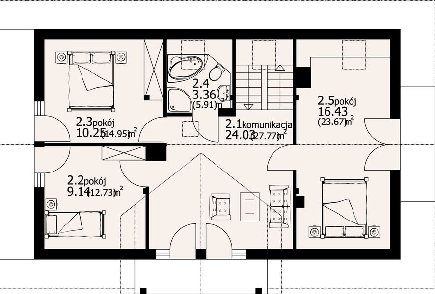 Poddasze projektu Oleśnica 13 dw
