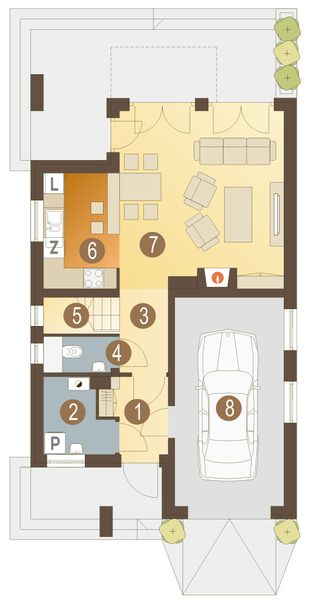 Parter projektu Tosia trend z garażem 1-st. [A]