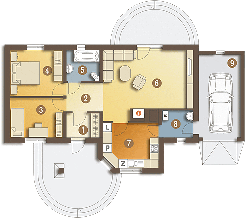 Parter projektu Skowronek z garażem 1-st. [A]
