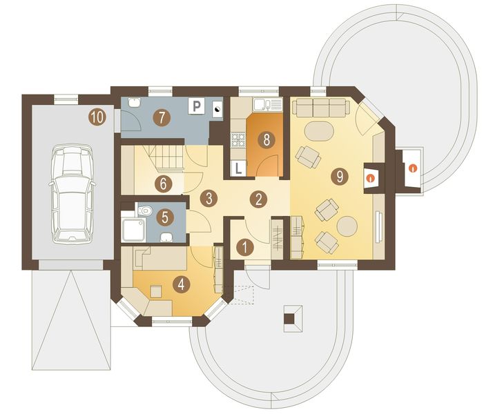 Parter projektu Sójka z garażem 1-st. [A]