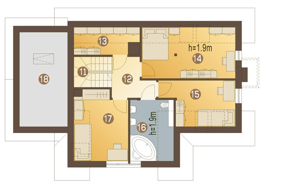 Poddasze projektu Sójka z garażem 1-st. [A]