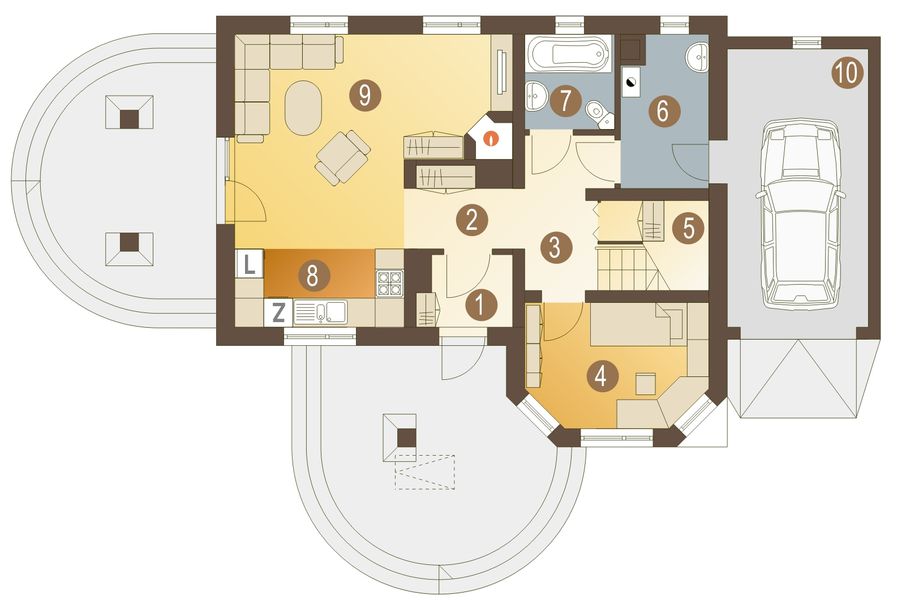Parter projektu Sójka II z garażem 1-st. [A]