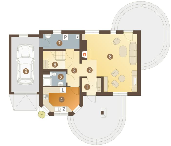 Parter projektu Sójka III z garażem 1-st. [A]