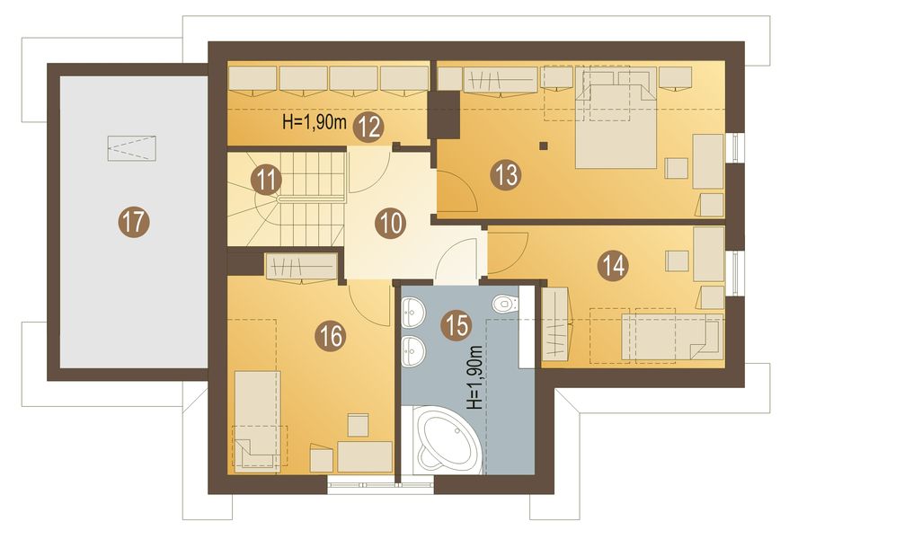 Poddasze projektu Sójka III z garażem 1-st. [A]