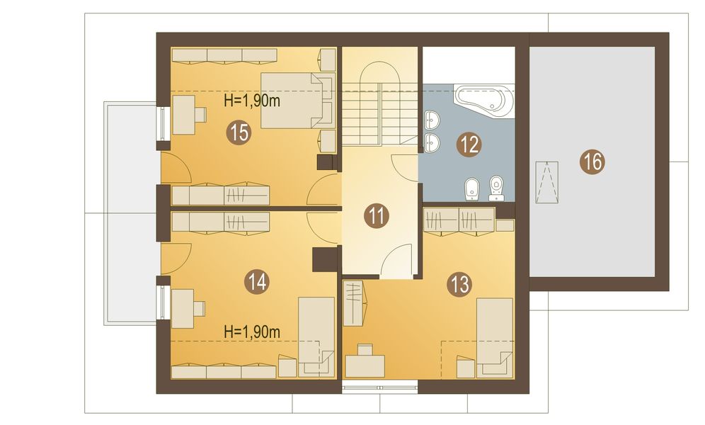 Poddasze projektu Sowa z garażem 1-st. [A]