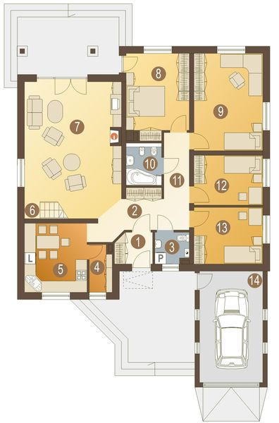 Parter projektu Sroka z garażem 1-st. [A]